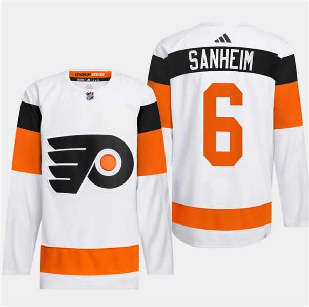 Men's Philadelphia Flyers #6 Travis Sanheim White 2024 Stadium Series Stitched Jersey Dzhi